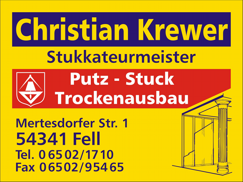 Christian Krewer, Stukkateurmeister - Putz, Stuck, Trockenausbau - 54341 Fell